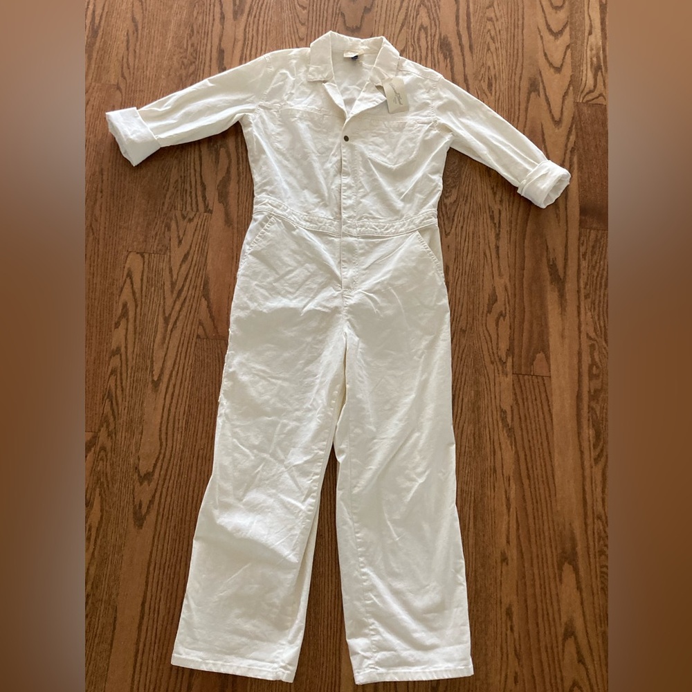 Universal Thread Long Sleeve Utility Jumpsuit Cargo Workwear Women's 6 Cream